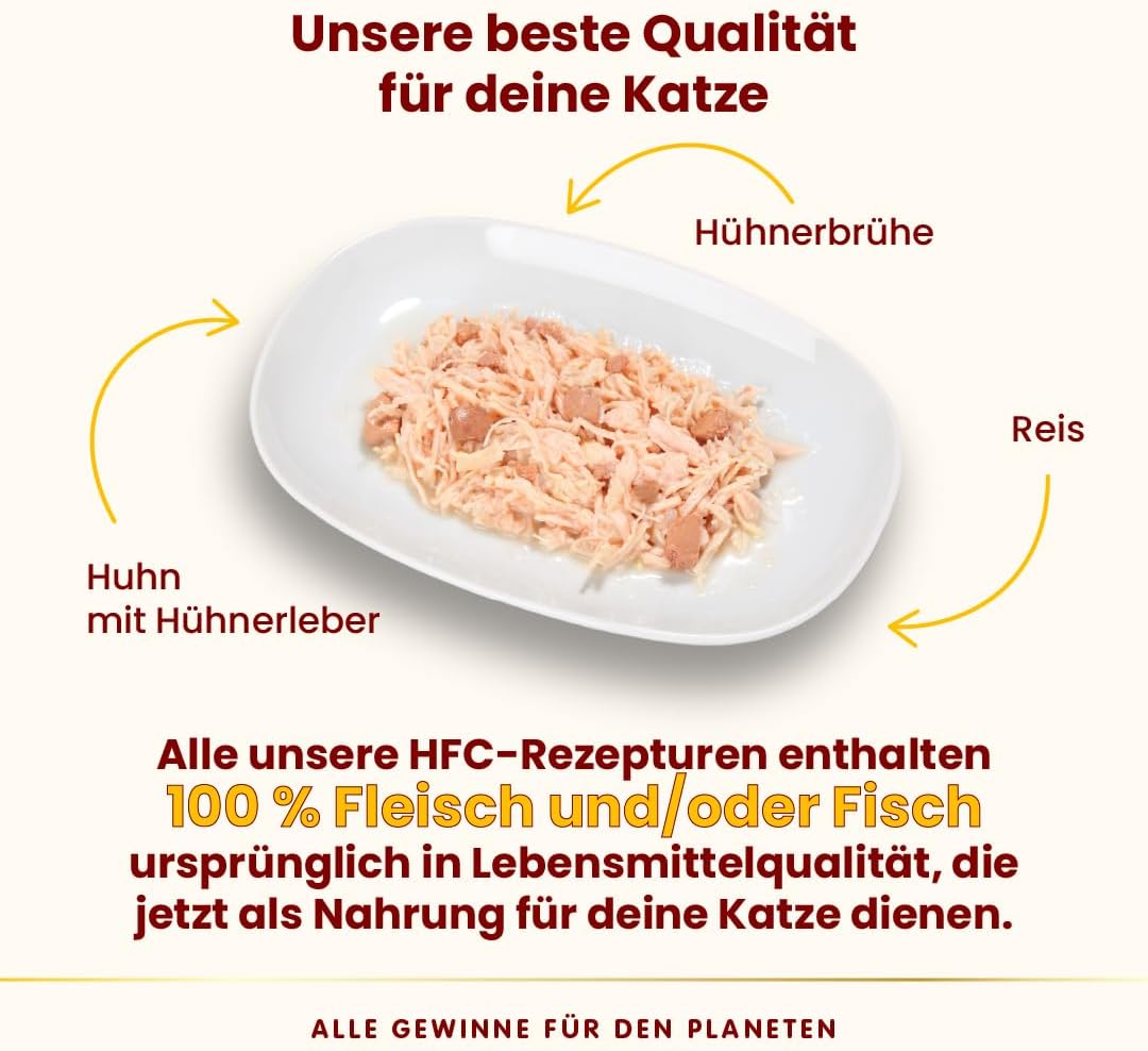 Detalle de Almo Nature HFC Natural Nassfutter für ausgewachsene Katzen – Huhn und Leber, 24 x 70 g