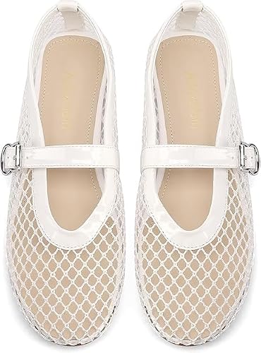 Thumbnail 3 de Barley Direct Mesh Ballet Flats for Women – White, Wide Width