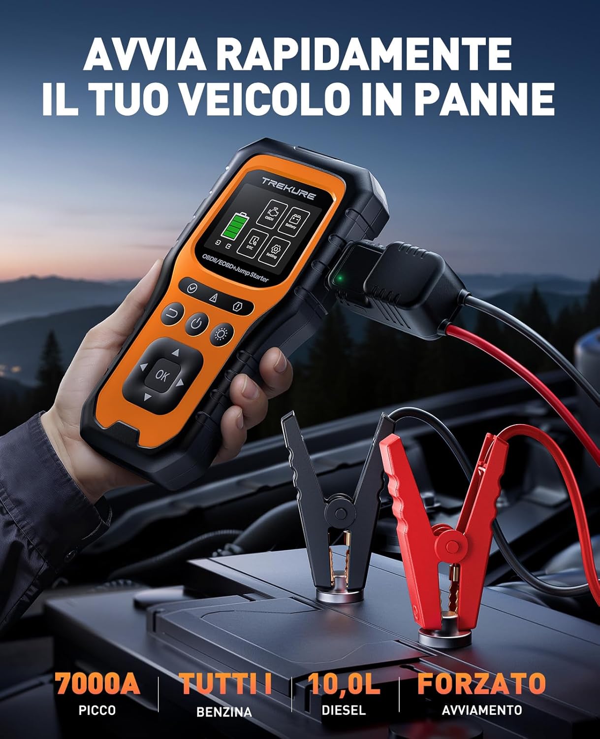 Thumbnail 1 de TREKURE TK40 Booster Avviamento Auto con OBD2: Diagnostica, 6000 A, Power Bank 16800 mAh