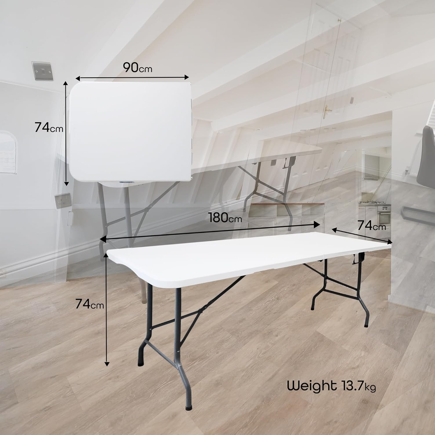 Thumbnail 2 de DIVCHI Folding Table 6ft 1.8M: Heavy Duty Plastic Folding Table for Indoor & Outdoor Use