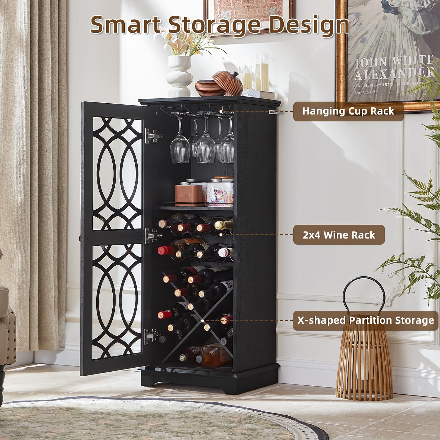 Detalle de Joaxswe Wine Bar Cabinet, 43-inch