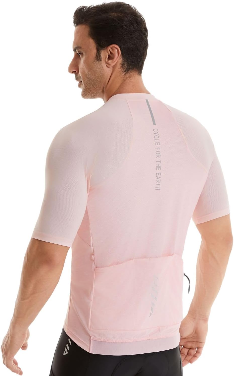 Detalle 2 de Wulibike Rennrad Trikot Herren Kurzarm – 3+1 Rückentaschen, Reißverschluss, Feuchtigkeitsableitung