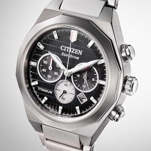 Detalle de Citizen Orologio da uomo Zenshin Senkei: cronografo solare in titanio con stile sobrio e affidabile
