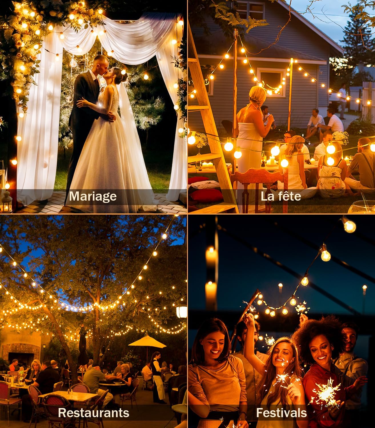 Thumbnail 5 de Guirlande lumineuse Guinguette Exterieur - 20M G40 LED Exterieure Ampoules | JEYMORKEY