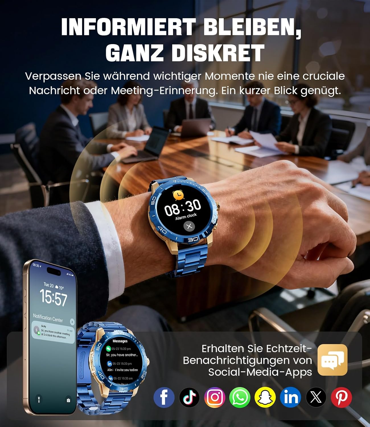 Thumbnail 3 de CHOOSETIME Montre Connectée Homme avec Écran AMOLED 1,43'' + 800 mAh — IP68, 200+ Modes Sport, Appels Bluetooth