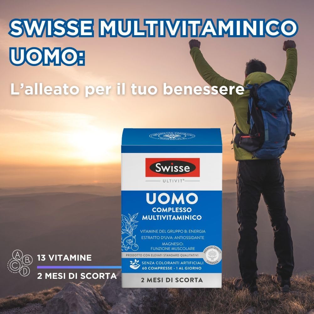 Detalle de SWISSE Ultivit Uomo: multivitaminico completo per energia, immunità e benessere quotidiano