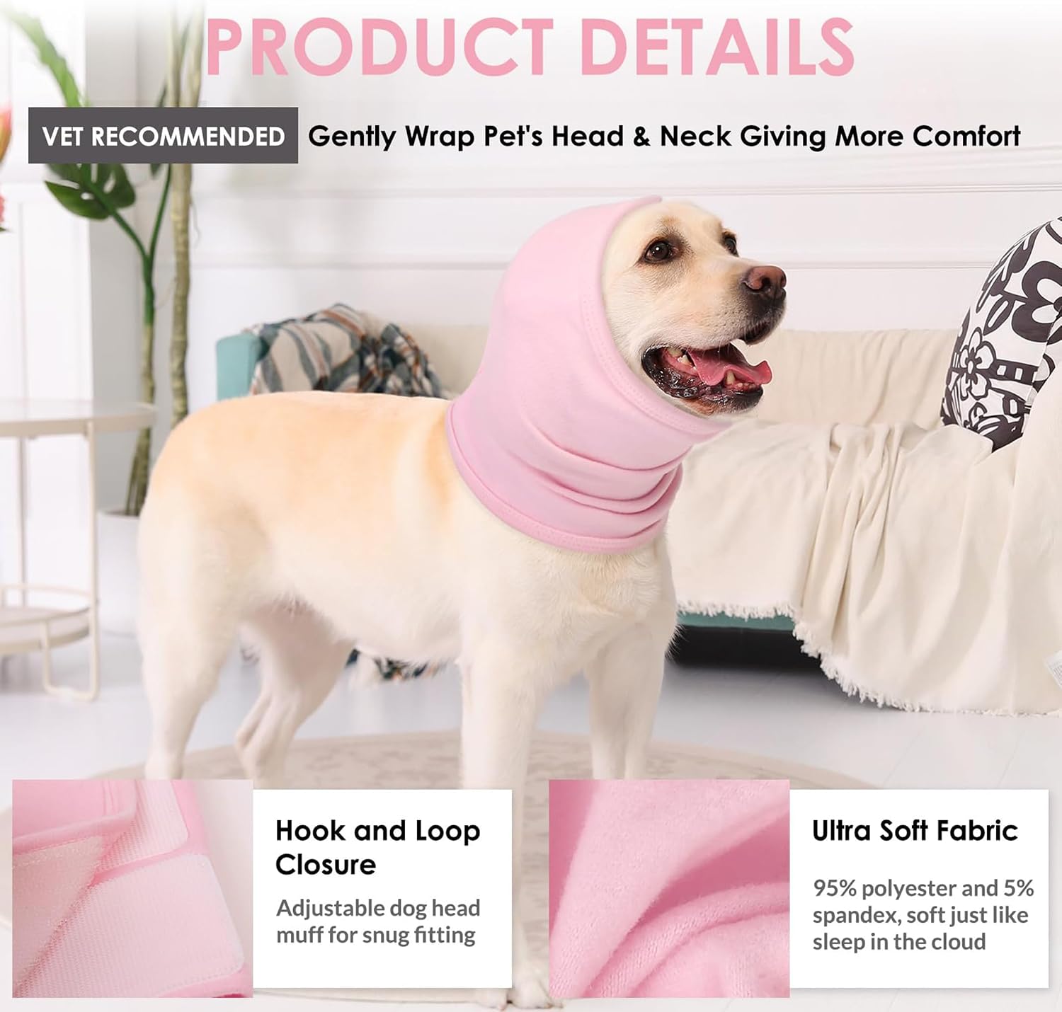 Thumbnail 3 de Dog calming noise hoodie for pets, Ear wraps