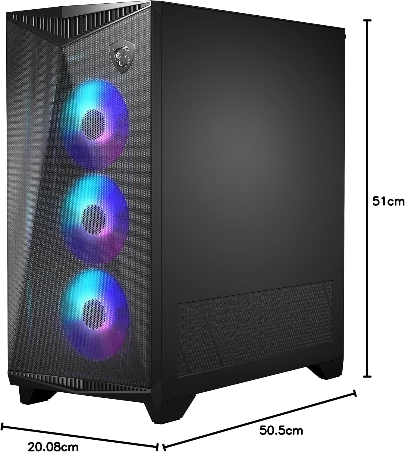 Detalle 2 de MSI MPG GUNGNIR 300R AIRFLOW: case mid-tower per PC con airflow, Mystic Light ARGB e USB Type-C 20Gbps