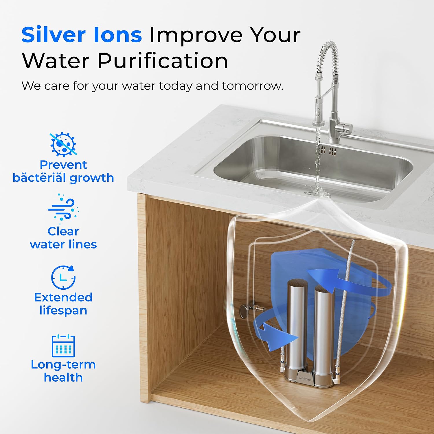 Detalle de Waterdrop Under Sink Water Filter System, 304 Stainless Steel