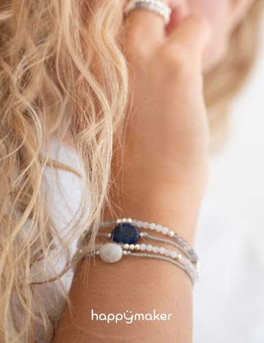 Thumbnail 2 de happymaker Mondstein Armband Damen – handgefertigtes Glücksarmband mit Mondstein, Silberperlen und Geschenkverpackung