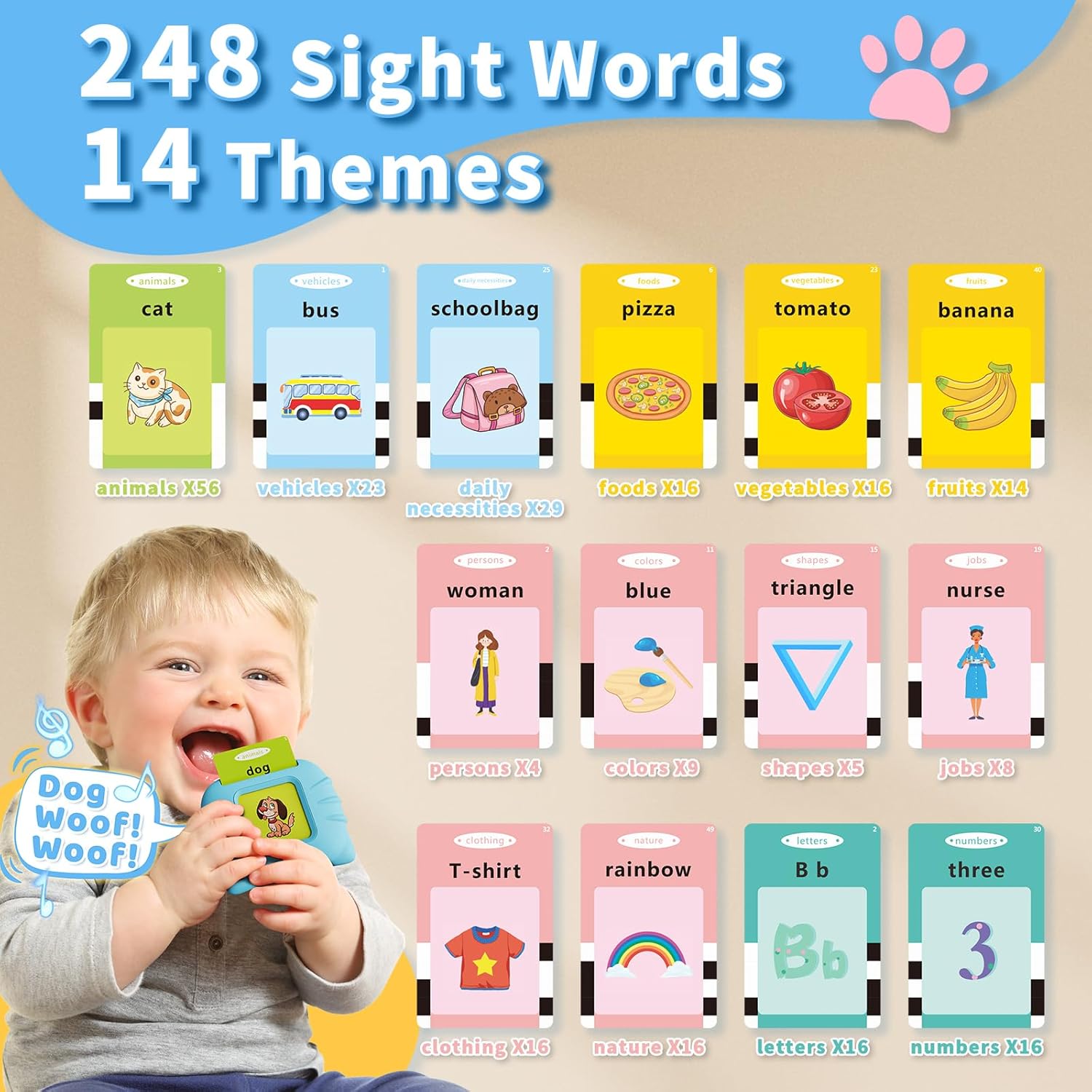 Thumbnail 2 de Aullsaty Toddler Talking Flash Cards 248