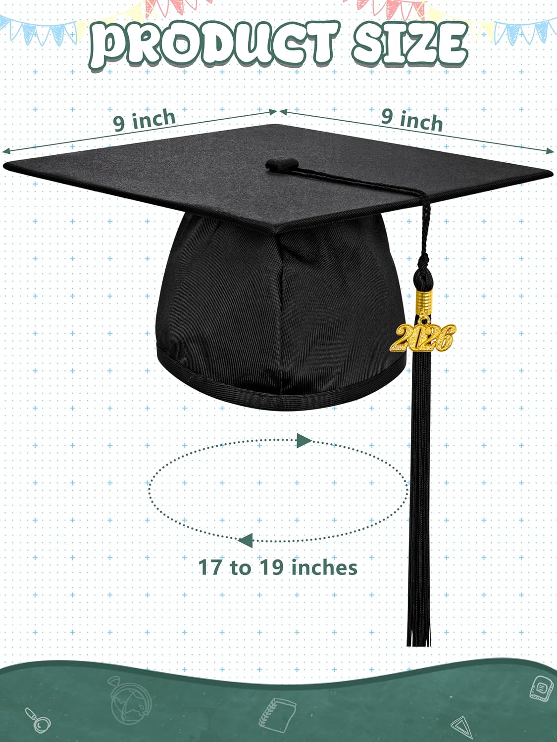 Detalle de QZYL Kindergarten Graduation Gown and Cap Set with Tassel, Stole, and Certificate