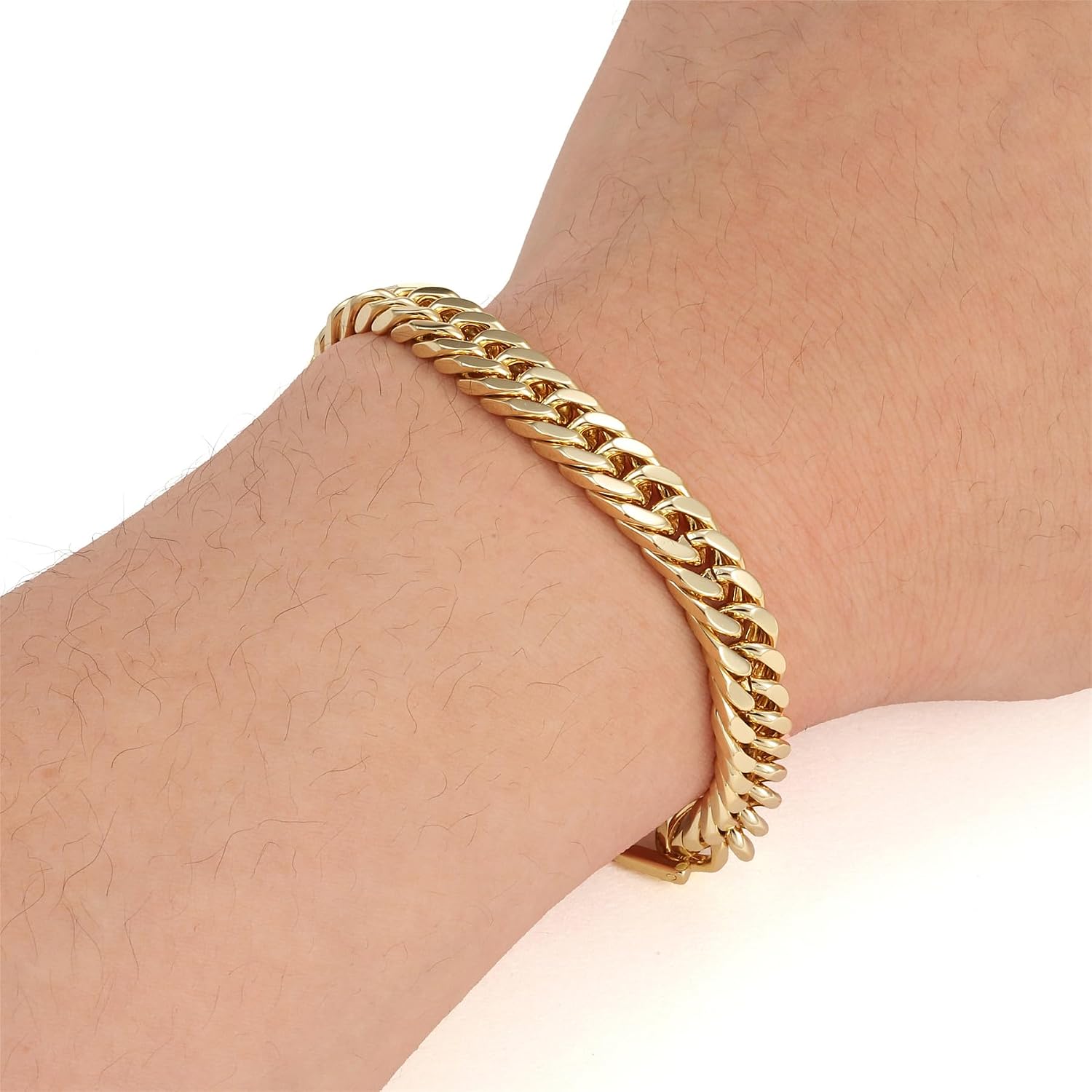 Detalle de RWQIAN Herrenarmband Silber/Gold/Schwarz – Panzerkette aus Edelstahl, 8/12/17 mm Breite, 18/20/22 cm Länge