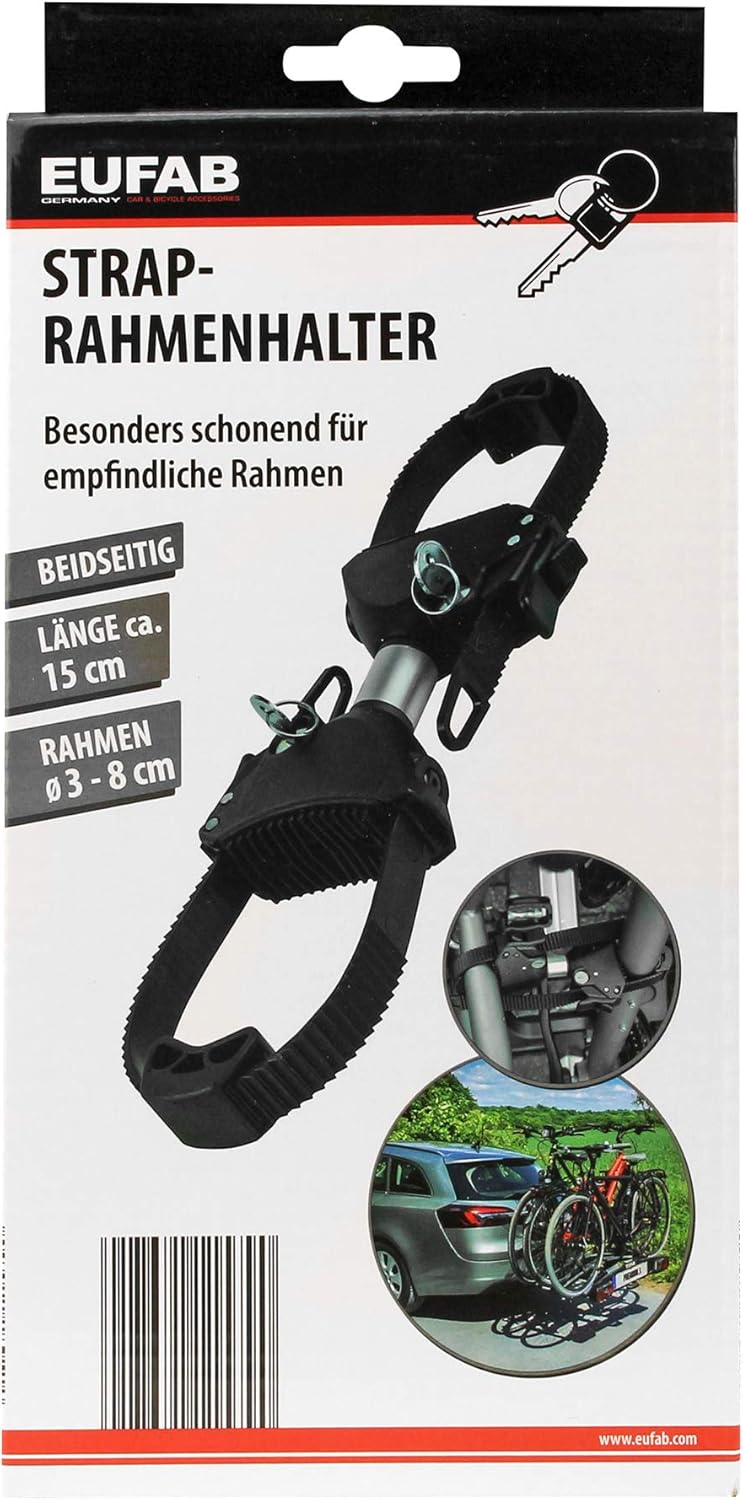 Thumbnail 4 de EUFAB 11579 Strap-Rahmenhalter beidseitig, abschließbar – 15 cm Länge | Silber/Schwarz