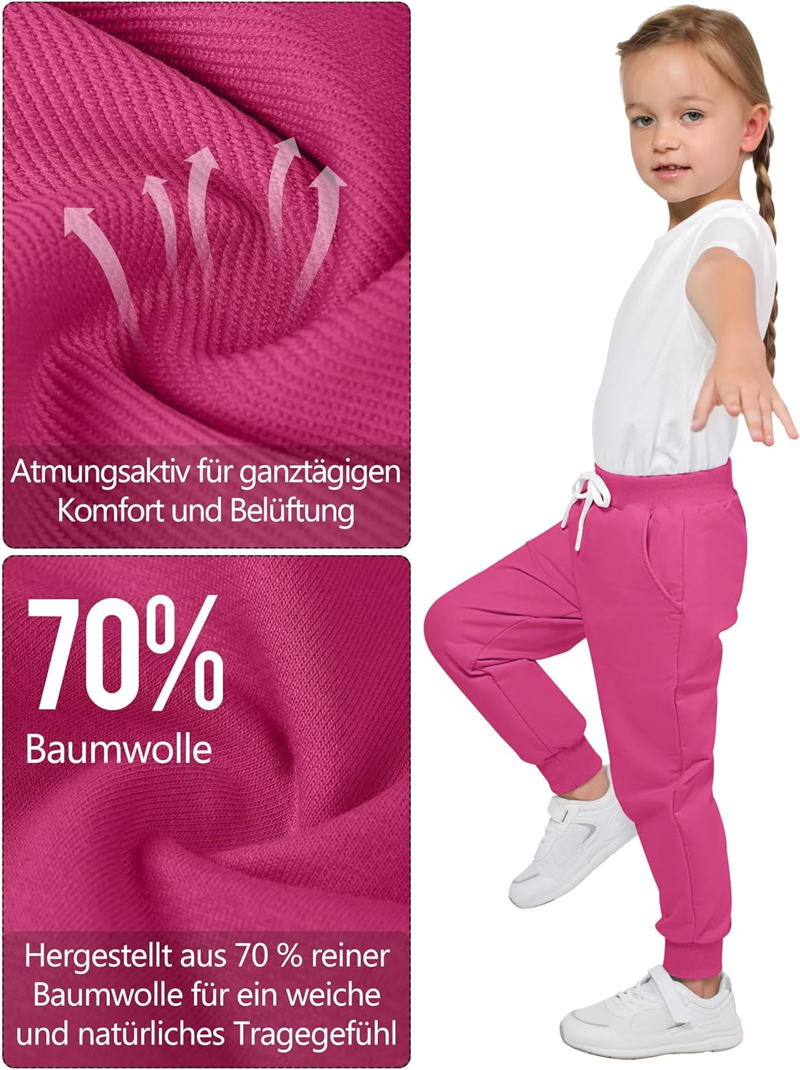 Thumbnail 4 de Ruisita 2er Pack Mädchen Jogginghose – Bequeme Baumwoll-Jogginghose für Kleinkinder (Größen 2–6 Jahre)