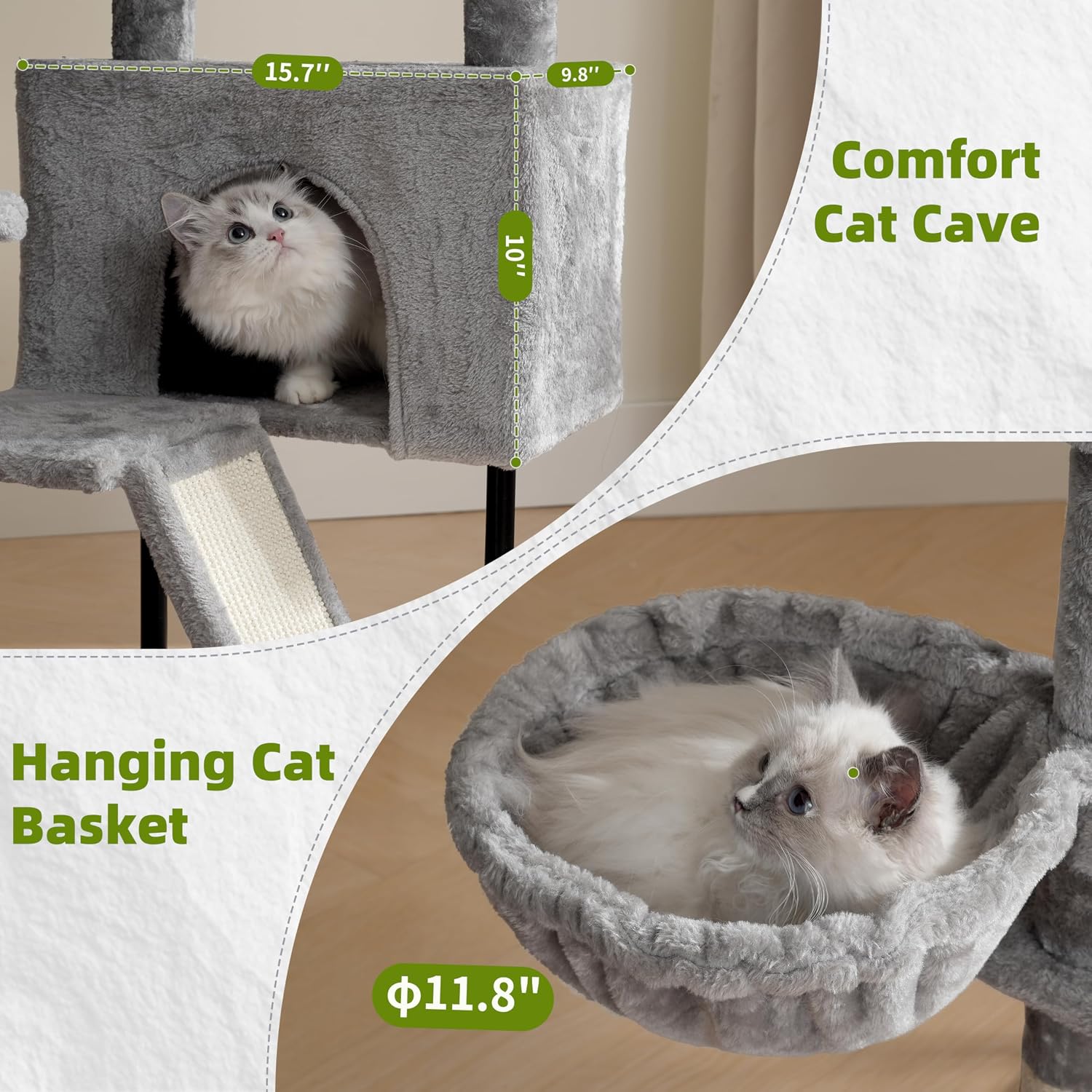 Detalle de Gitelsnour GCT006SW Cat Tree for Kittens, 4 Levels, Basket and Hanging Toys