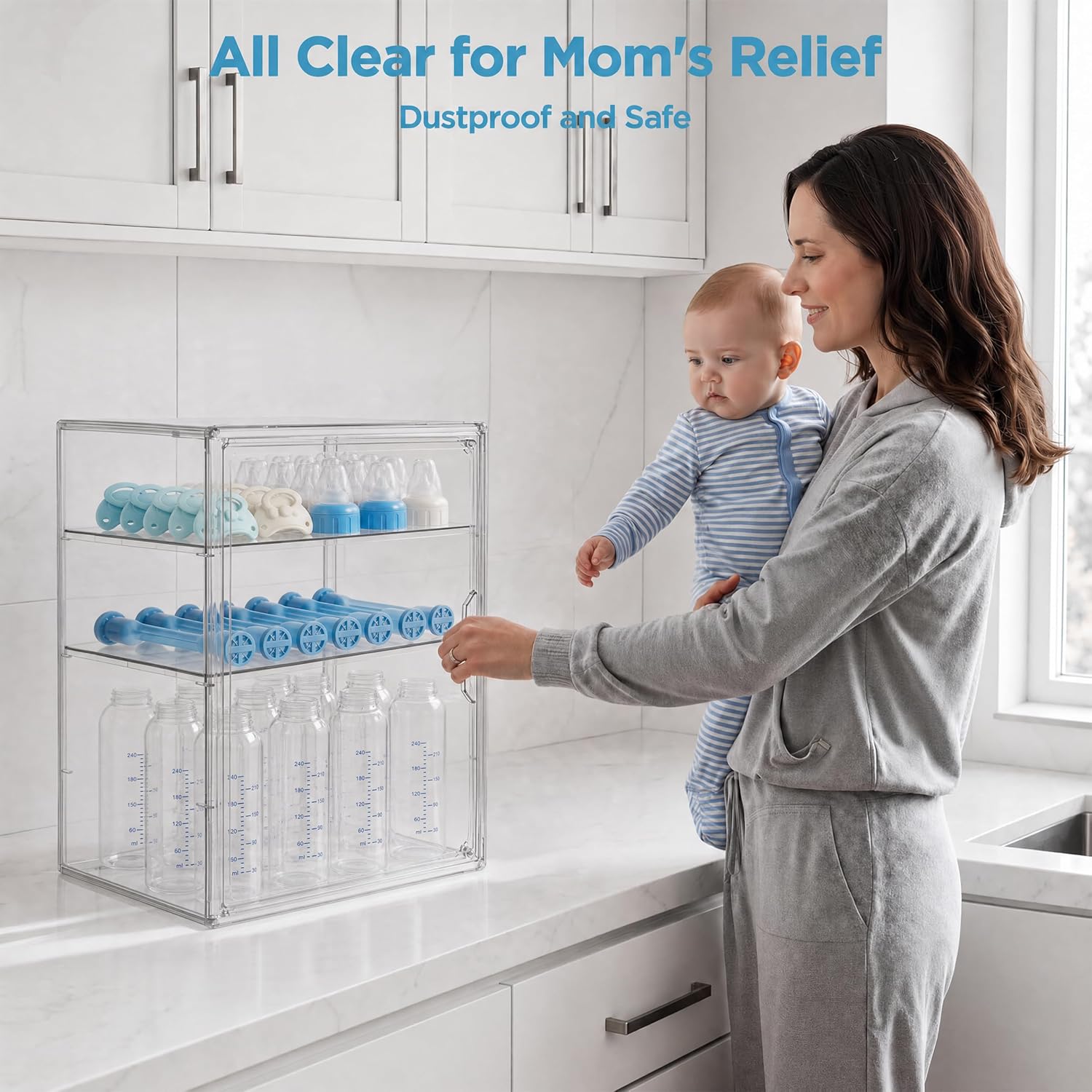 Thumbnail 1 de HBlife SG-LK9001-TP Baby Bottle Organizer, 3-Tier Clear PET Storage