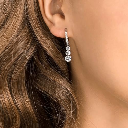 Detalle de Swarovski Orecchini a cerchio Attract Trilogy, Taglio Round, Bianchi, Placcato rodio
