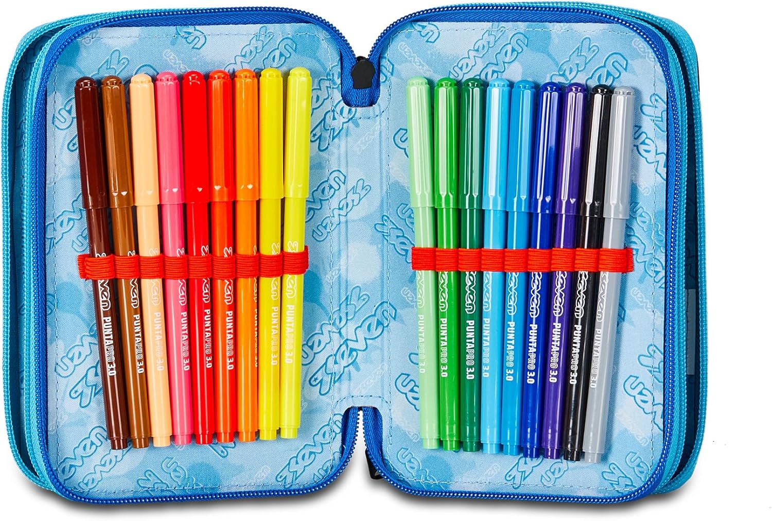 Thumbnail 3 de Seven Trousse d'école 3 Zip Blue Deep – Mapset Boy, porte-stylo triple et accessoirisée