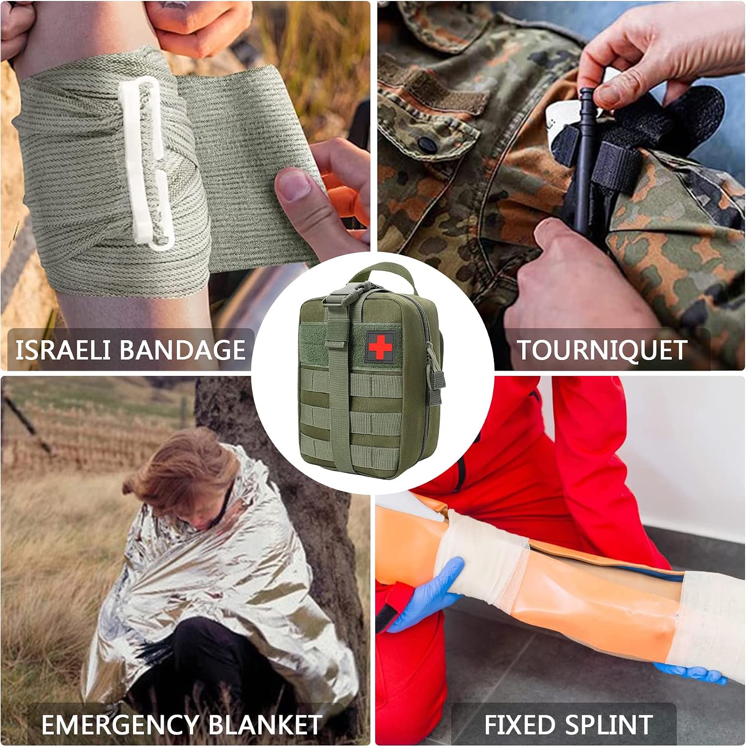 Thumbnail 6 de Erste Hilfe Set mit taktischer Tasche (Trauma Kit) – 17-in-1 Survival Kit für Camping, Jagd, Wandern, Auto & Zuhause