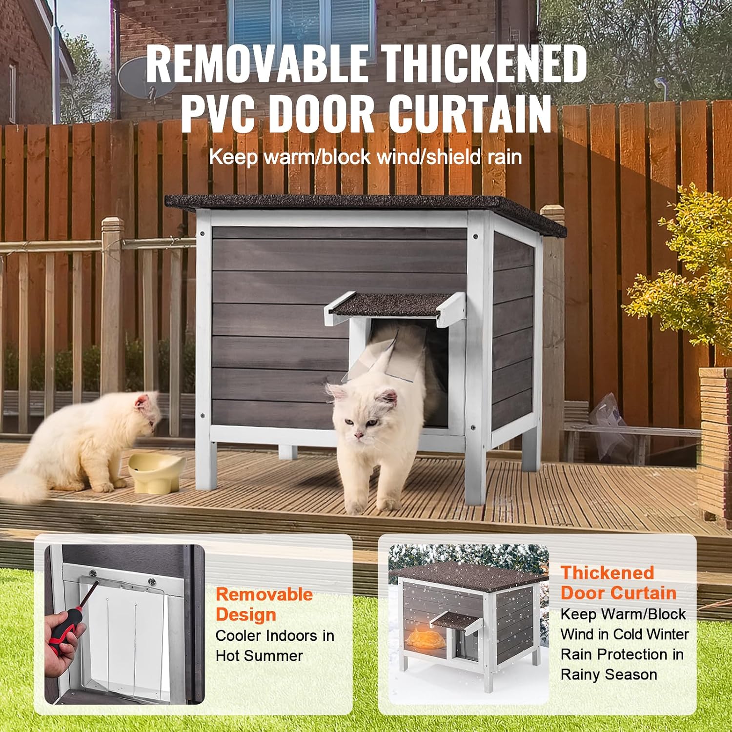 Detalle de VEVOR Maison pour Chat d'Extérieur – Cabane en bois résistante et bien pensée pour 1–2 chats