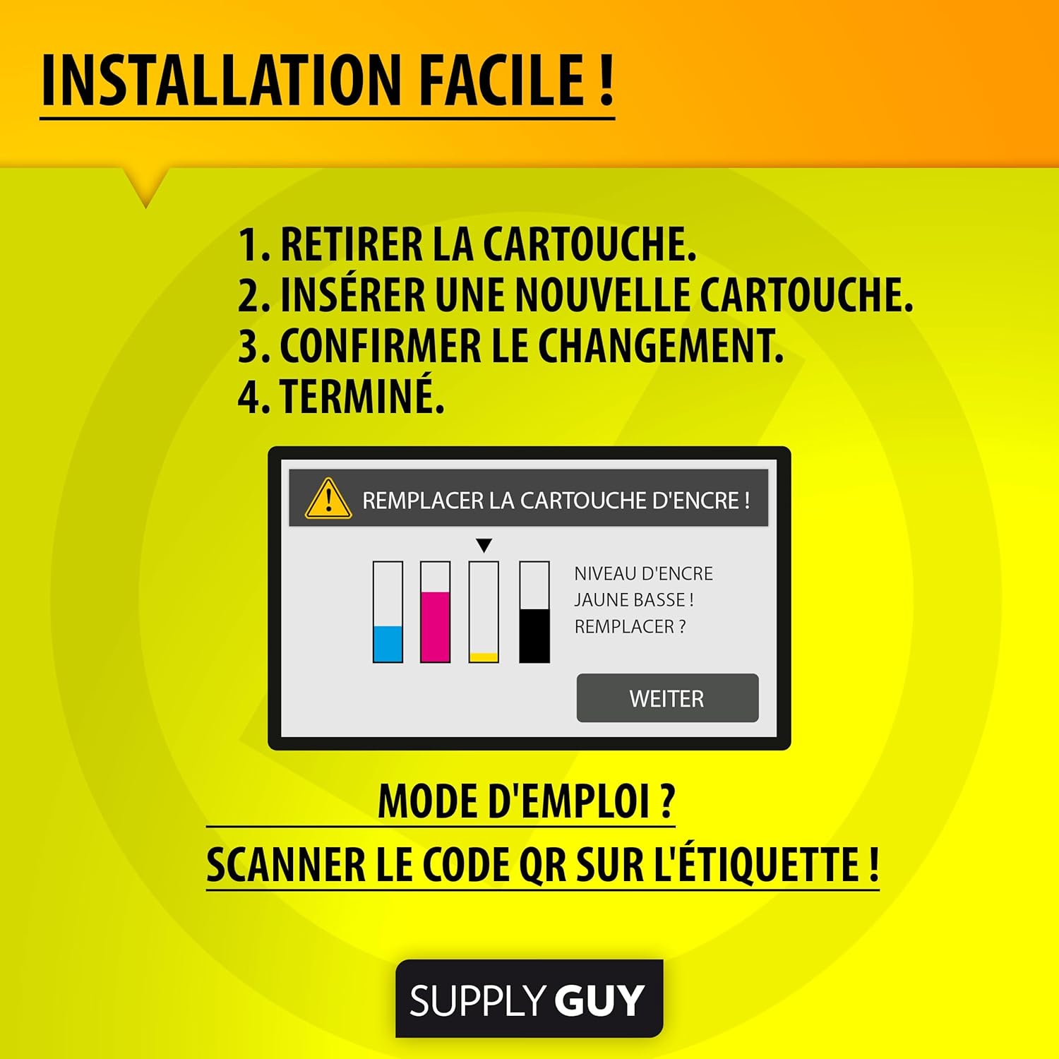 Thumbnail 4 de Supply Guy lot de 5 cartouches d’encre jaune compatibles Canon CLI-521 (avec puce)