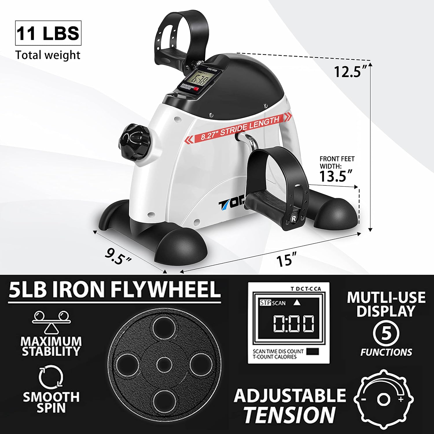 Detalle 2 de TODO Mini Exercise Bike with LCD Monitor and Adjustable Resistance for Arms and Legs