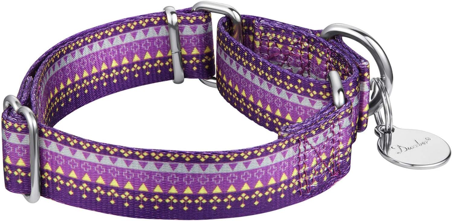 Thumbnail 1 de Dazzber Martingale Collars for Dogs – Soft Adjustable Dog Collar with Heavy-Duty D-ring (Large, Dark Purple)