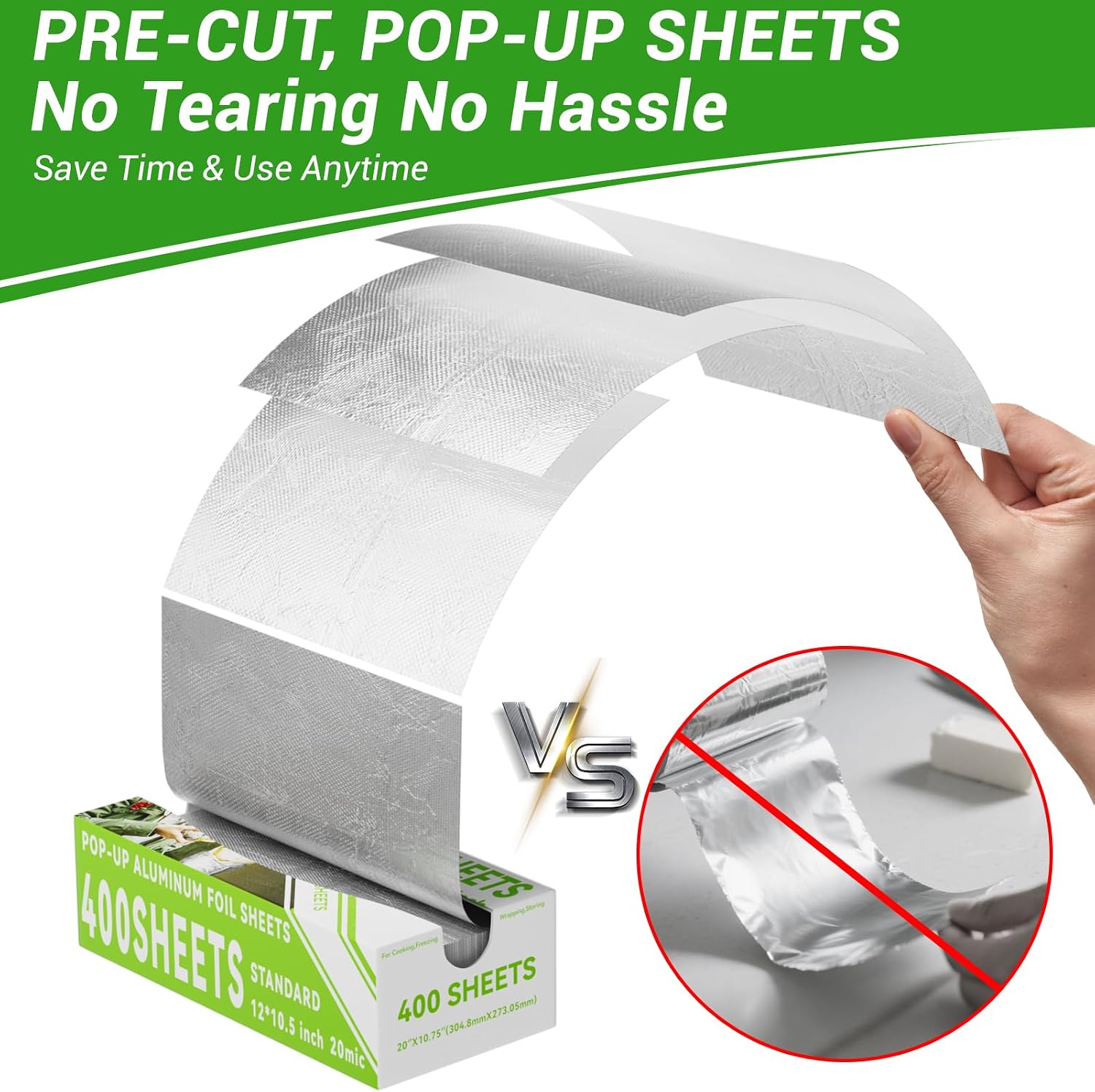 Detalle 2 de Aluminum Foil Sheets, 400 Count, 12" x 10.5" Pre-Cut Pop-Up Dispenser