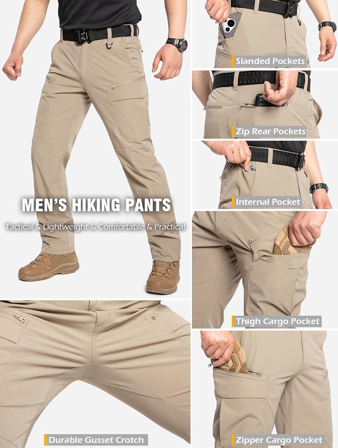 Thumbnail 5 de CARWORNIC Men’s Quick Dry Tactical Hiking Pants with Water-Resistant Fabric and 9 Pockets
