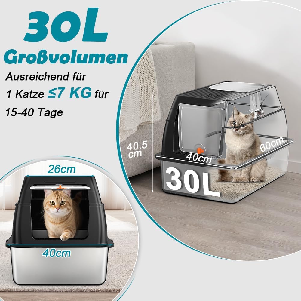 Detalle 2 de SZEETECH Katzenklo Edelstahl XL 60×40×39,5 cm