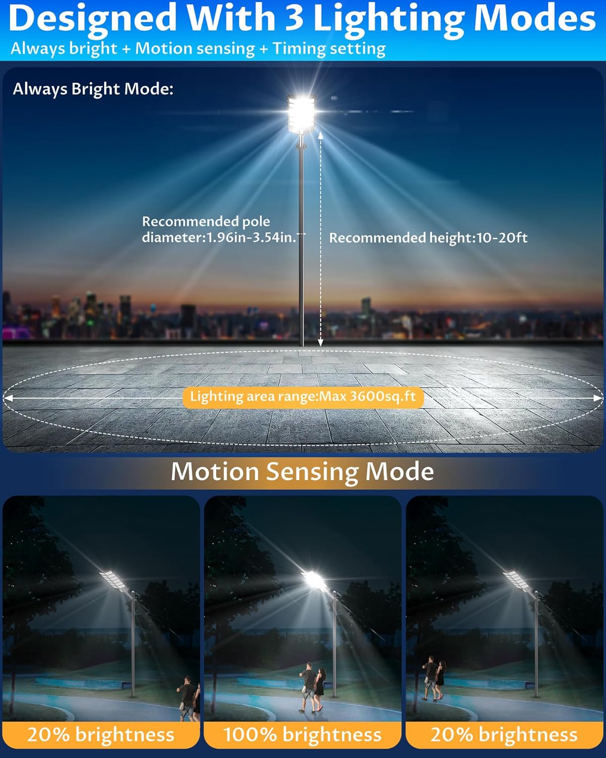 Thumbnail 4 de Gefolly Lampione Solare LED Esterno SL-6000W: Faro Stradale a Pannello Solare con Sensore di Movimento