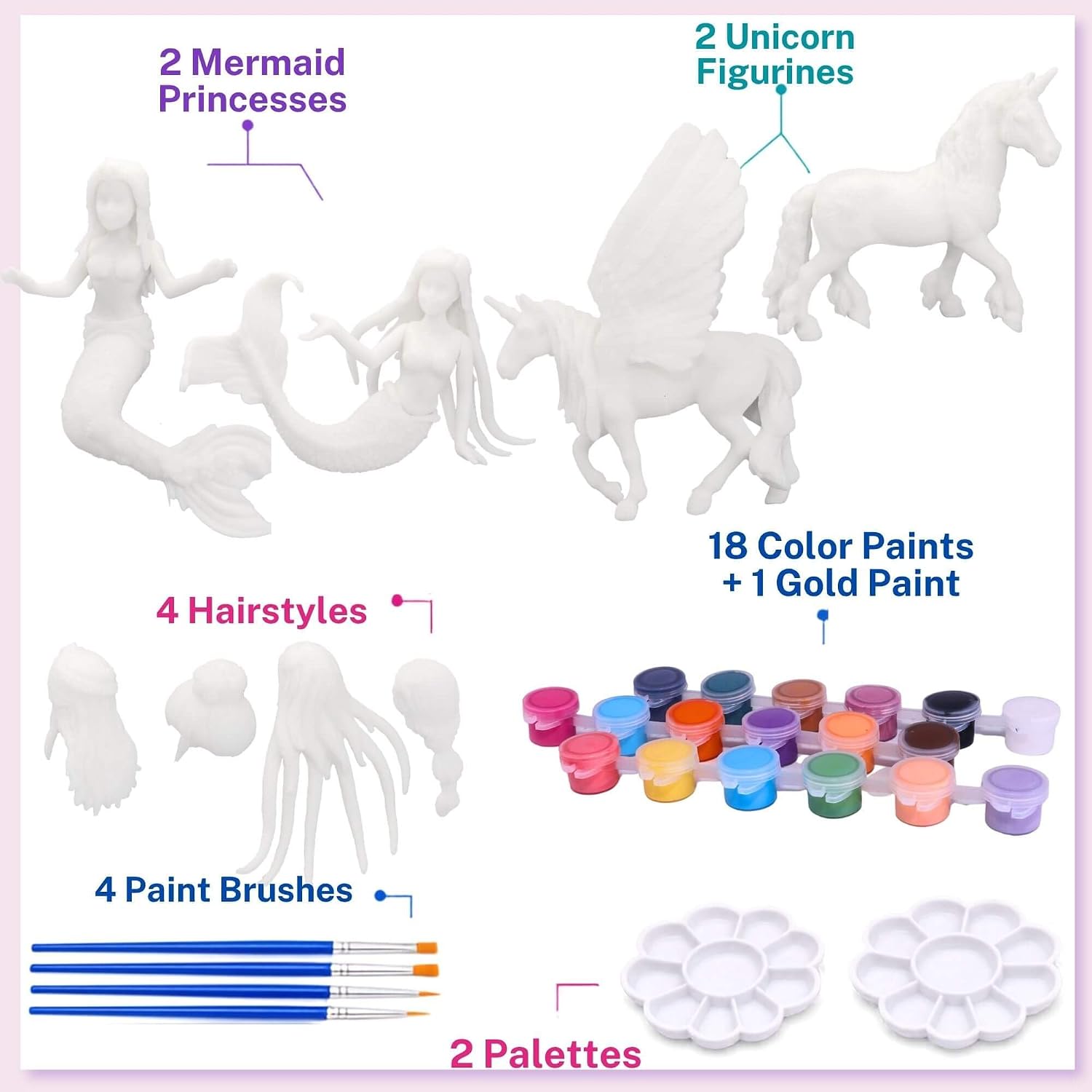 Detalle de SOLDAY Mermaid and Unicorn Paint Kit, 4 figures