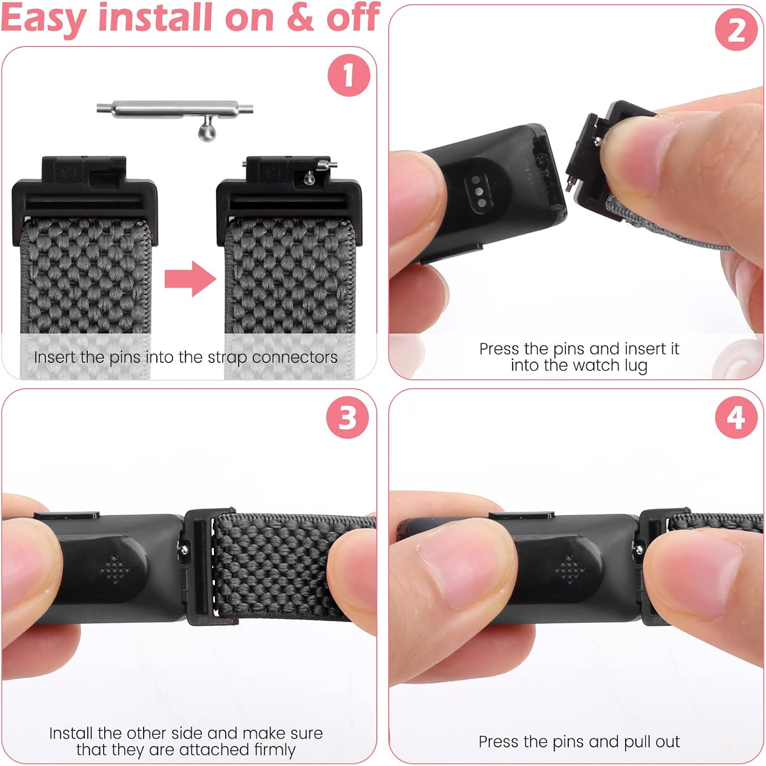 Detalle de SHIJZWD Adjustable Elastic Nylon Watch Strap for Fitbit Inspire 3 / Inspire 2 / Inspire / Inspire HR / Ace 3 / Ace 2
