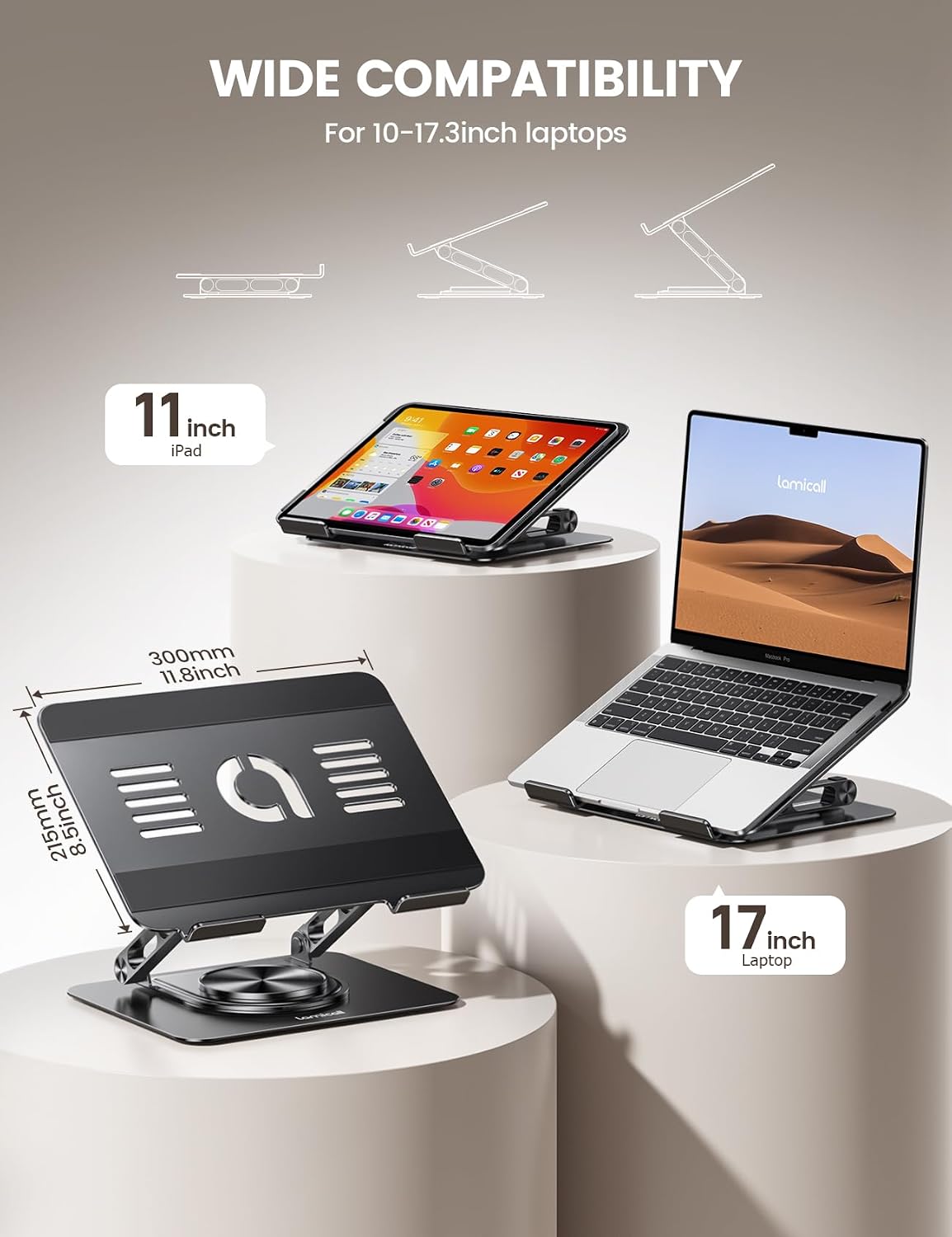 Thumbnail 4 de Lamicall Laptop Stand Desk 360° Rotatable