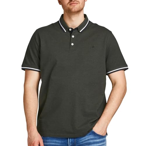 Detalle de Jack & Jones Jjepaulos Polo Ss Noos Pls Camisa polo, Hombre, Verde Oscuro, XXL