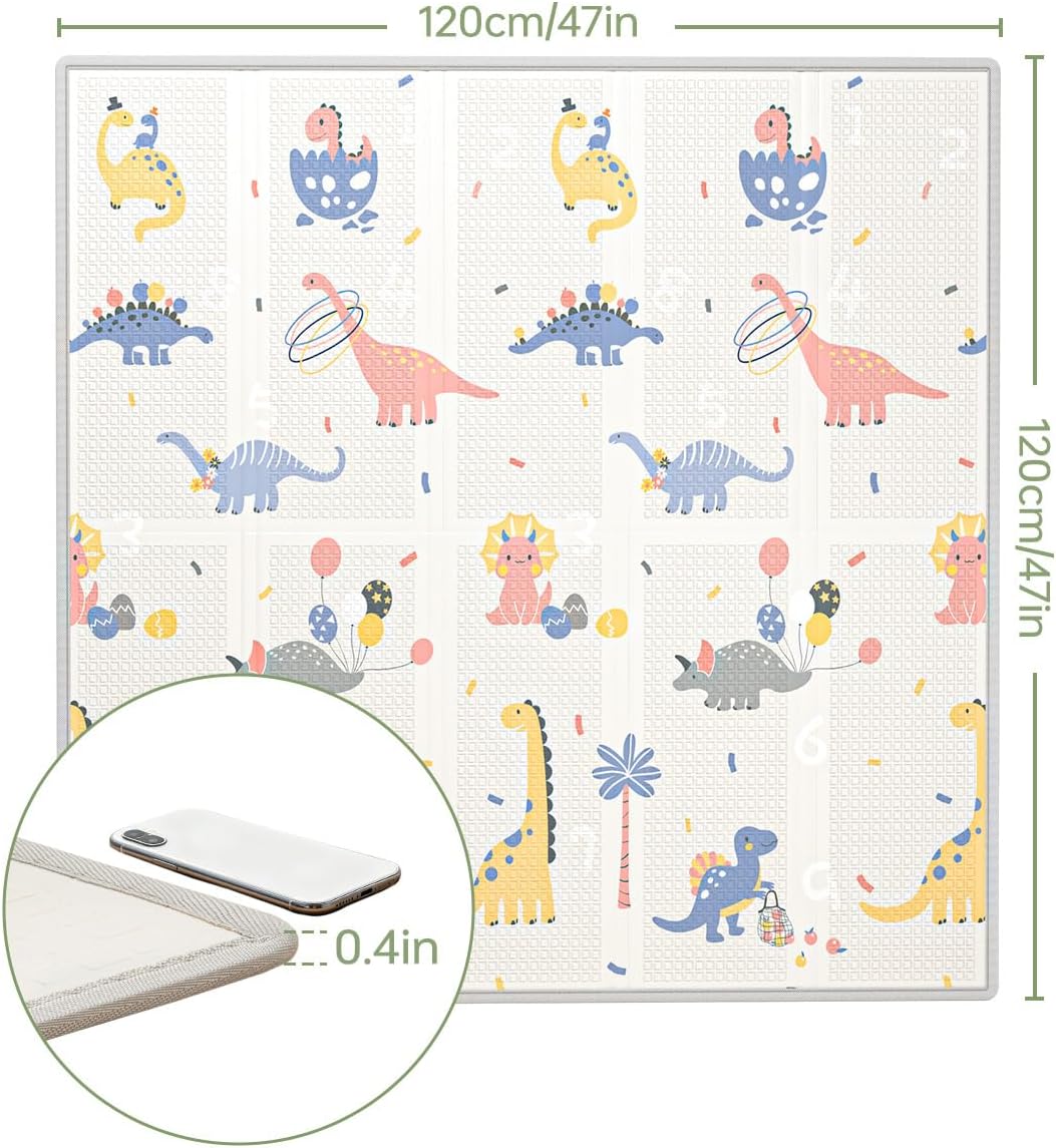 Thumbnail 1 de BG-BABYGO Foldable Baby Play Mat (120x120x1CM) – Waterproof Reversible Crawling & Play Floor Mat
