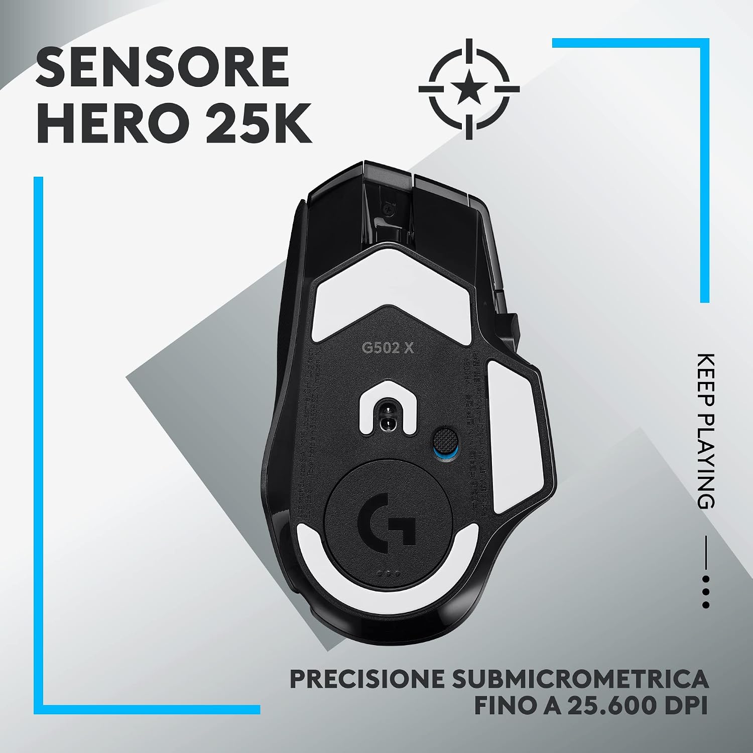 Detalle 2 de Logitech G502 X LIGHTSPEED mouse gaming 25K