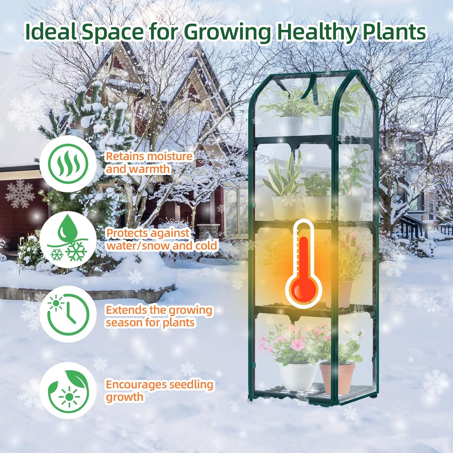 Thumbnail 5 de Ohuhu 4 Tier Mini Greenhouse 69x48x162 cm