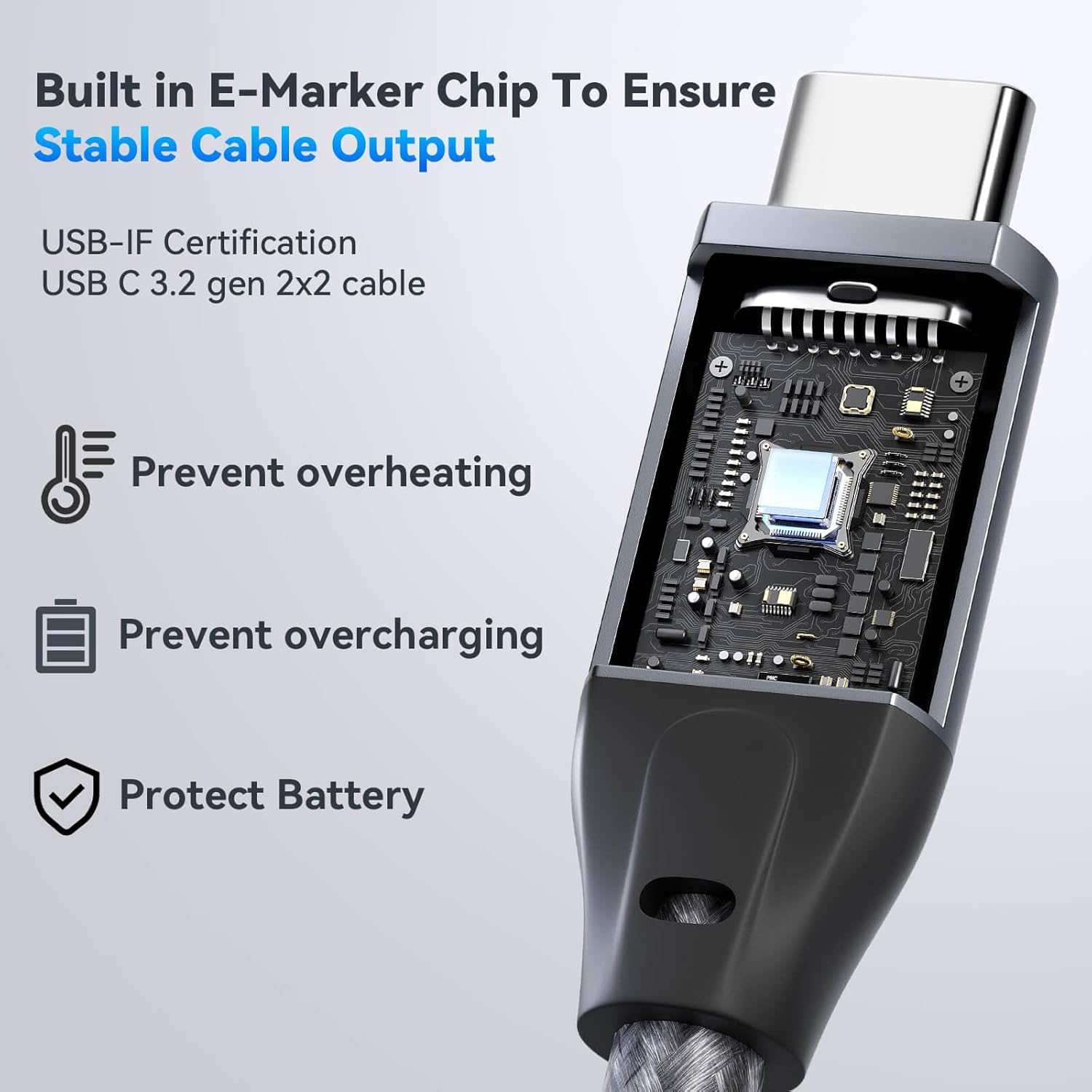 Thumbnail 4 de ULT-WIIQ USB-C to USB-C 3.3 ft Nylon Braided Cable (USB 3.2 Gen 2x2, 20Gbps, PD 3.1 up to 240W, video up to 8K@30Hz)