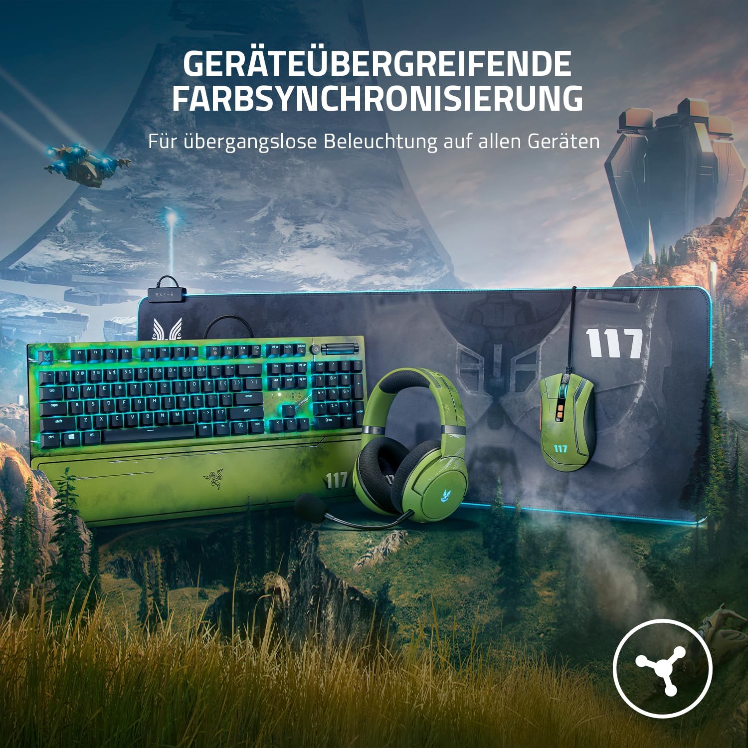 Detalle de Razer Goliathus Extended Chroma (Halo Infinite Edition) – XXL Gaming Maus-Matte mit RGB-Beleuchtung