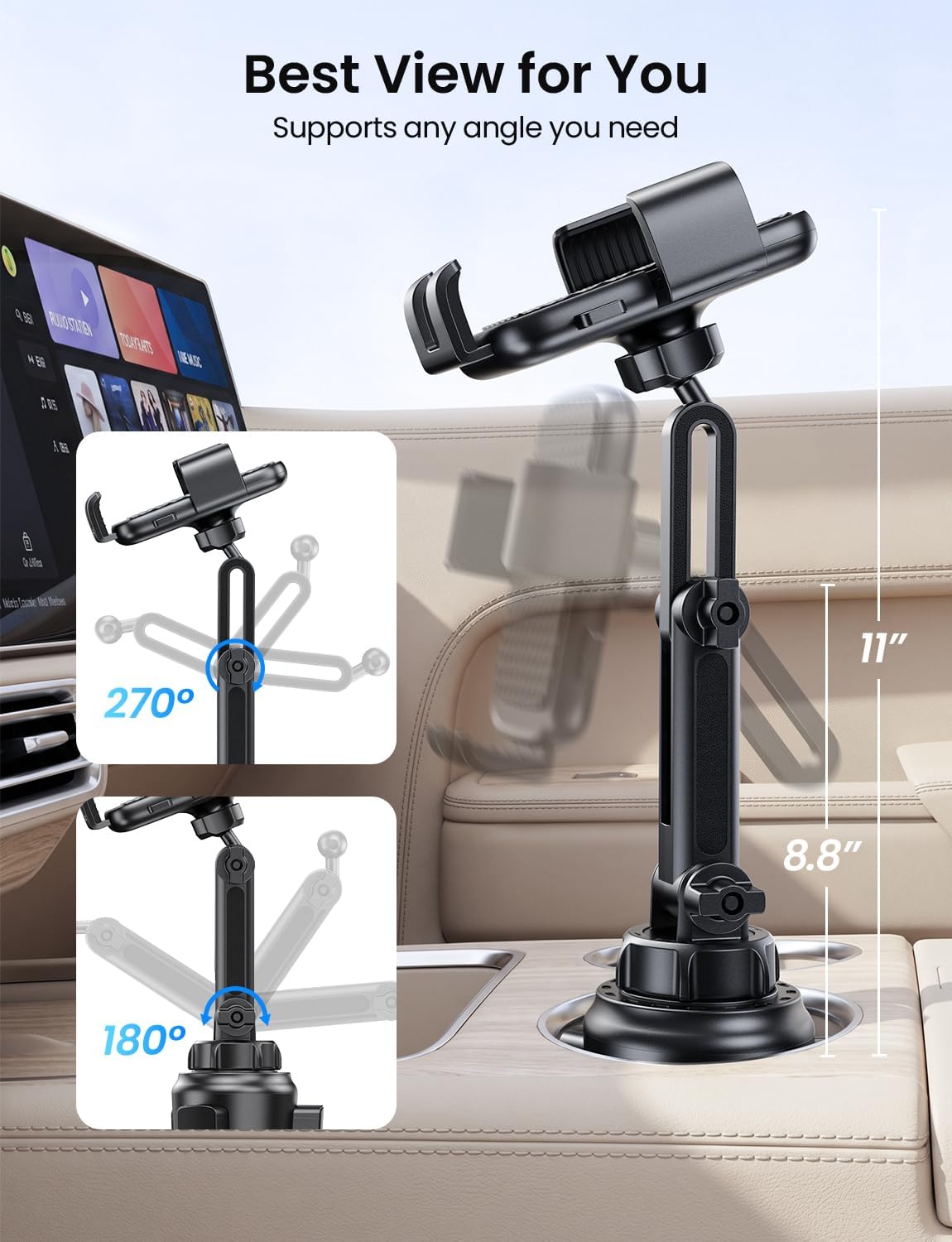 Detalle 1 de LOXP Car Cup Holder Phone Mount for 4.0–7.2-Inch Phones