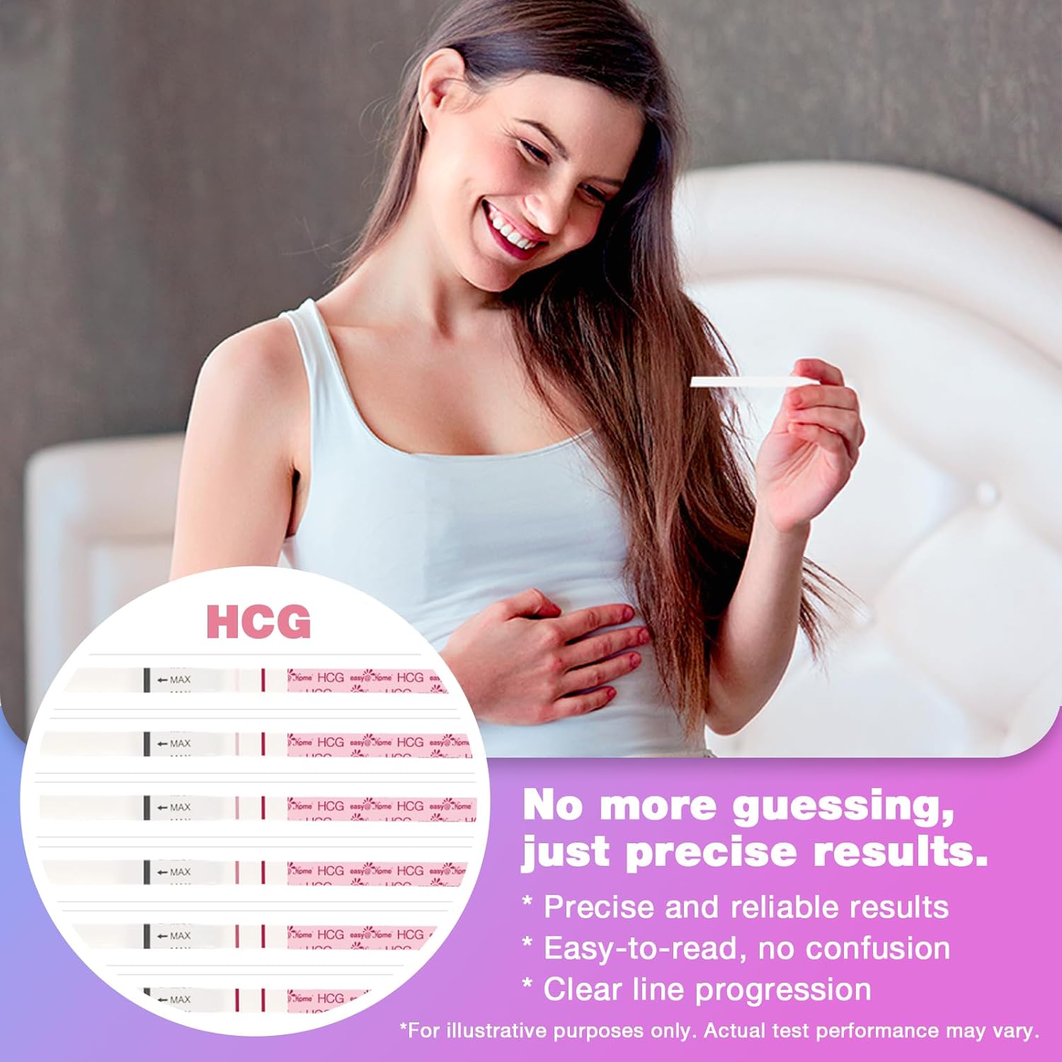 Detalle de Easy@Home 50 ovulation test strips and 20 pregnancy test strips kit (Premom app supported)