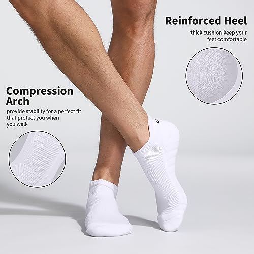 Detalle de Lapulas Athletic Ankle Socks — Low Cut Cushioned Anti-Blister Running Socks (6 Pairs, White, Men's & Women's, Size M)