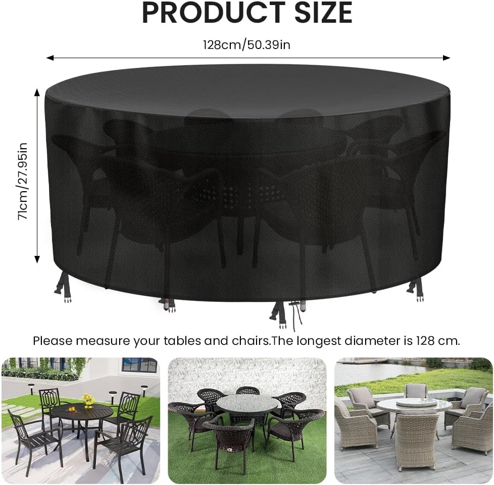 Detalle 2 de Housse AOOWU pour salon de jardin 128 × 71 cm, anti-UV et imperméable (Oxford 210D) avec cordon de serrage