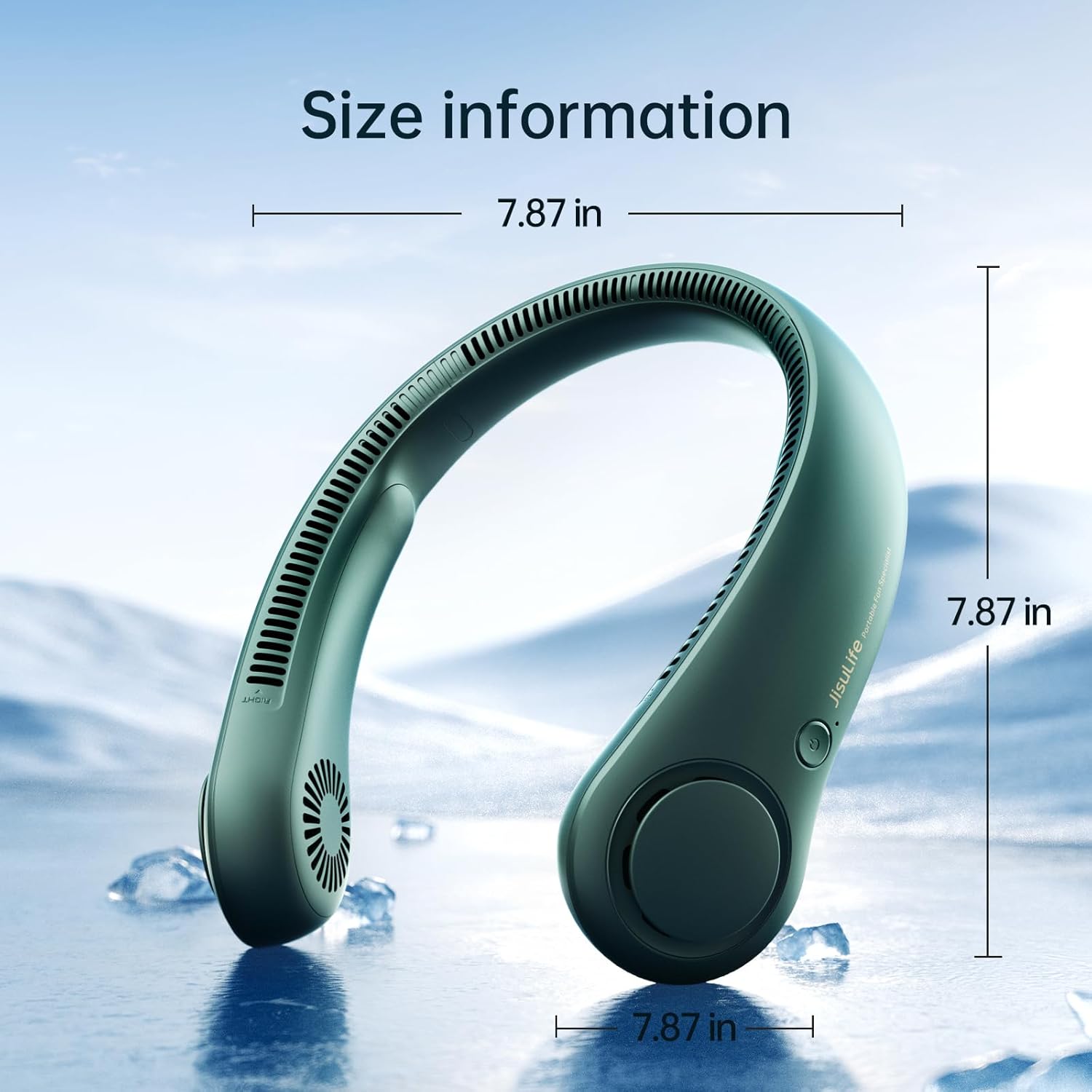 Thumbnail 4 de JISULIFE Portable Neck Fan (Dark Green) – Hands-free bladeless wearable with 5 speeds and 4000 mAh battery