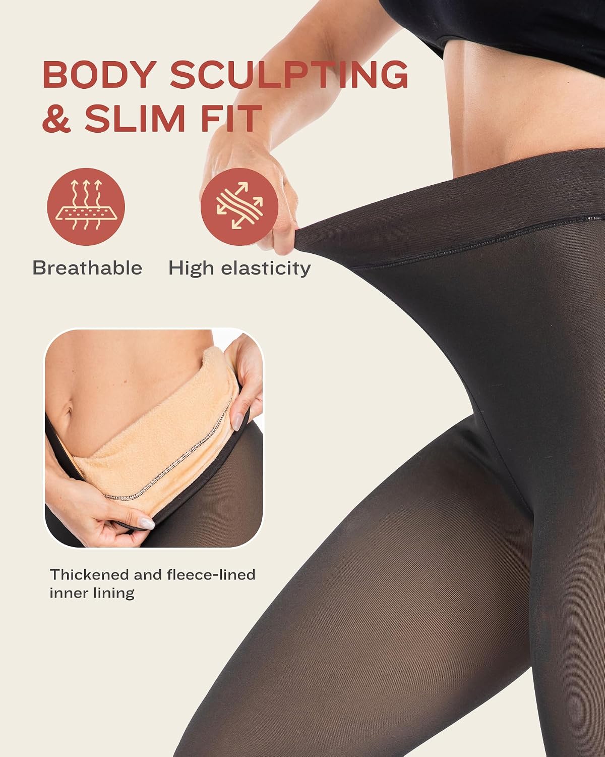 Detalle de LZYVOO Fleece-Lined Thermal Tights