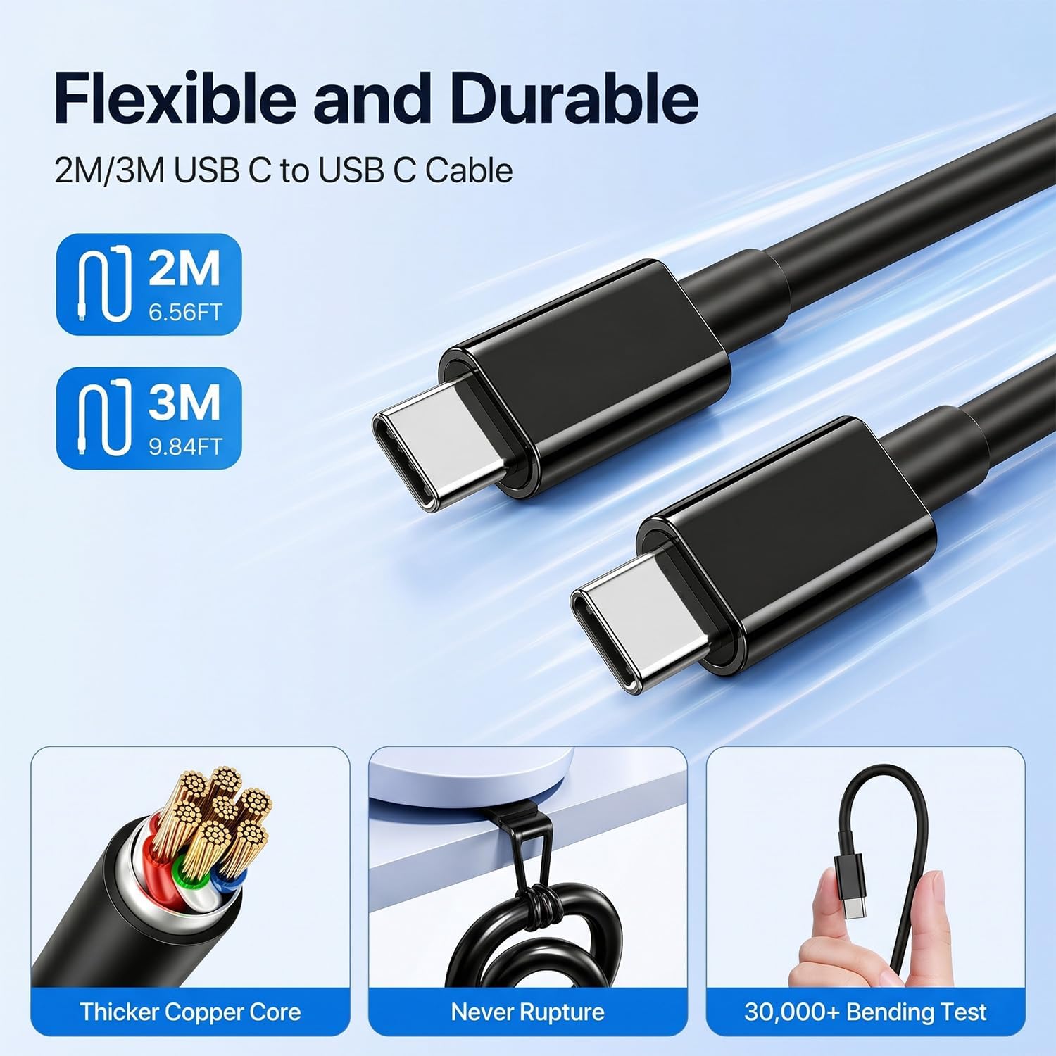 Detalle de 45W Super Fast USB-C Charger for Samsung Galaxy (2-Pack) with 2m & 3m Cables