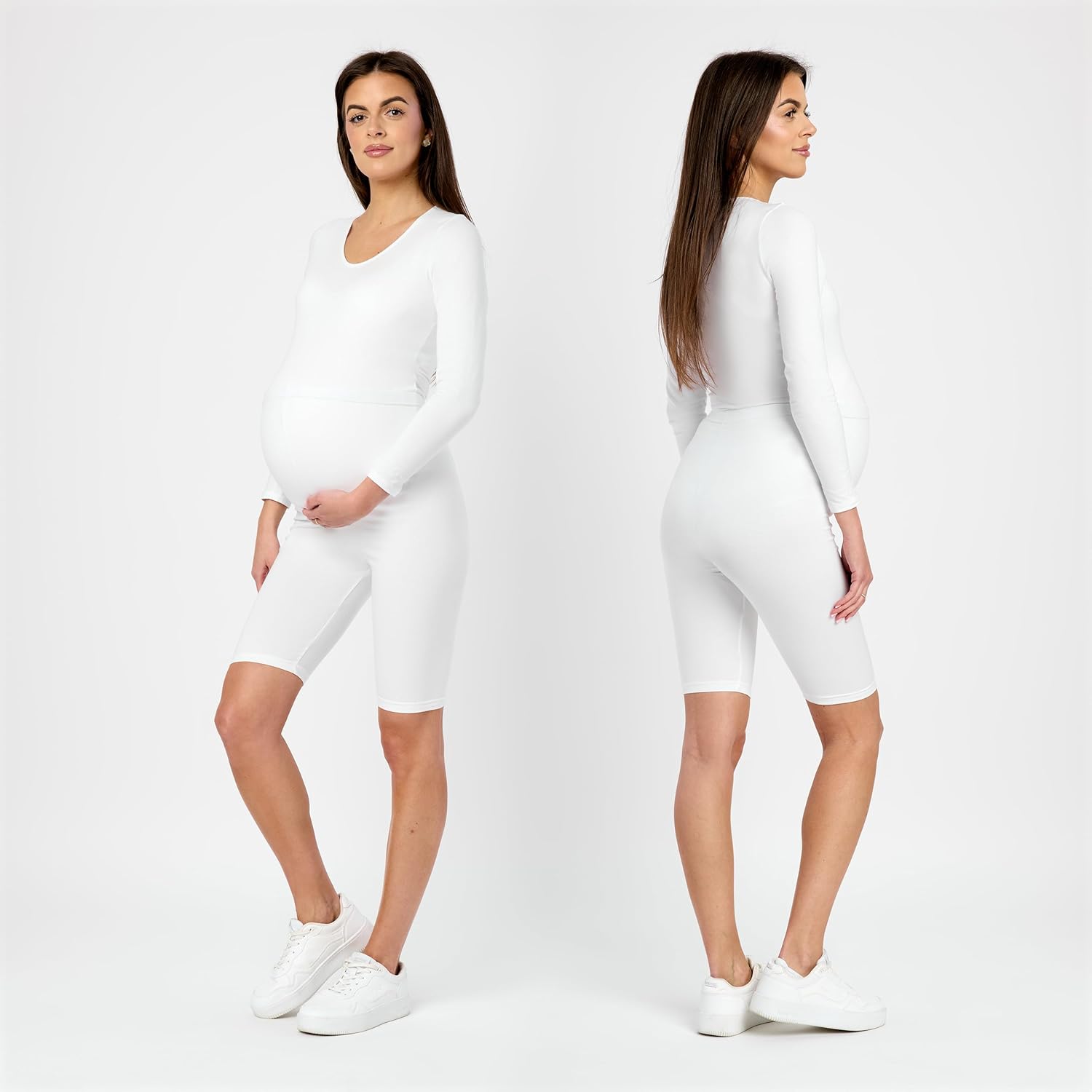 Thumbnail 1 de Be Mammy Damen Kurze Umstandsleggings – Bequeme Baumwoll-Schwangerschaftsleggings BE20-228