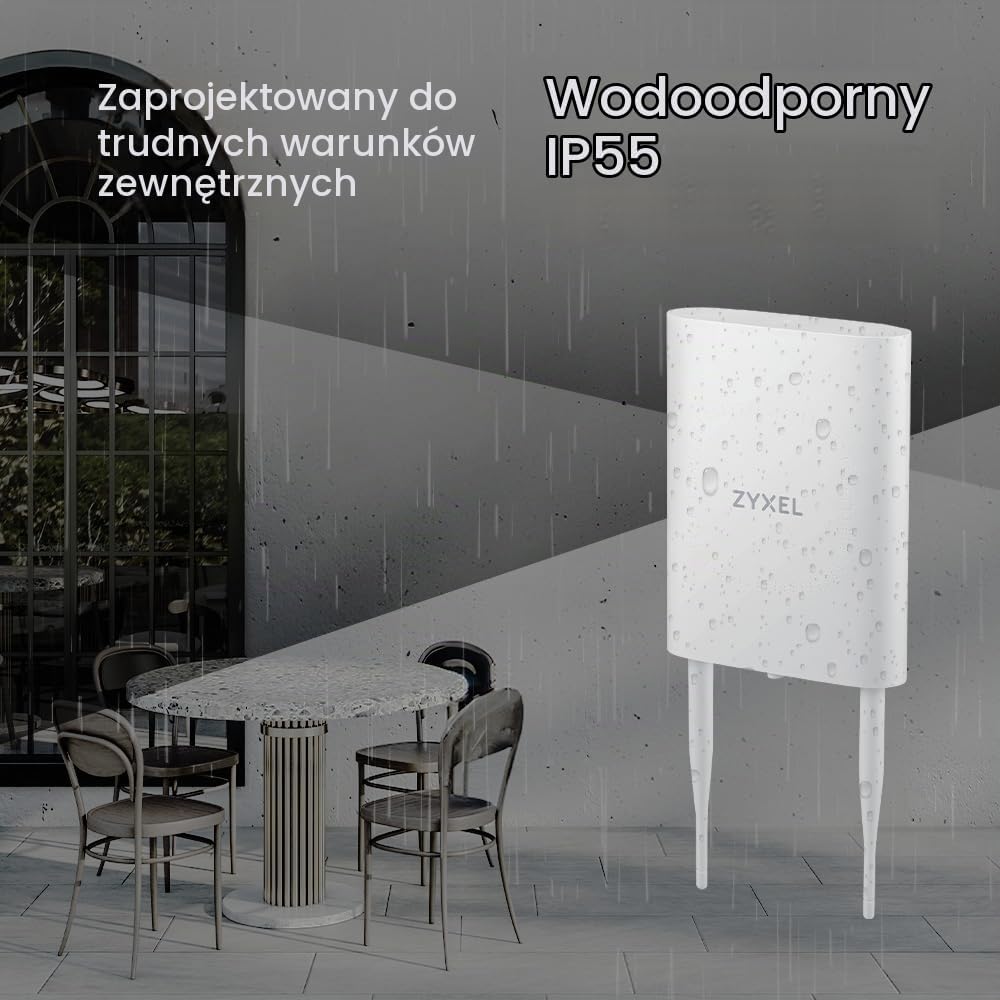 Detalle de Zyxel NWA55BE zewnętrzny punkt dostępowy Wi-Fi 7 BE5100, IP55, 2,5 GbE
